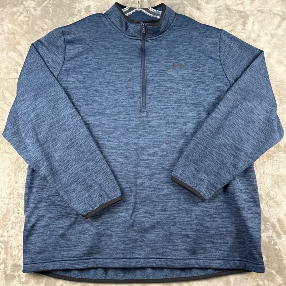 Under Armour Pullover Mens 3XL Armour Fleece Blue Heathered 1/4 Zip EUC